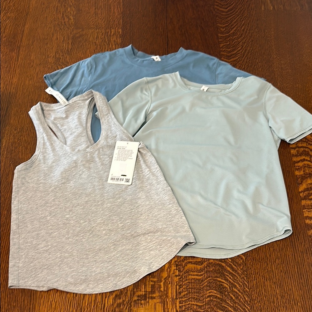 lululemon athletica Short Sleeve Tees - Blue and Gray Lot of 3- mixed sizes 2-6